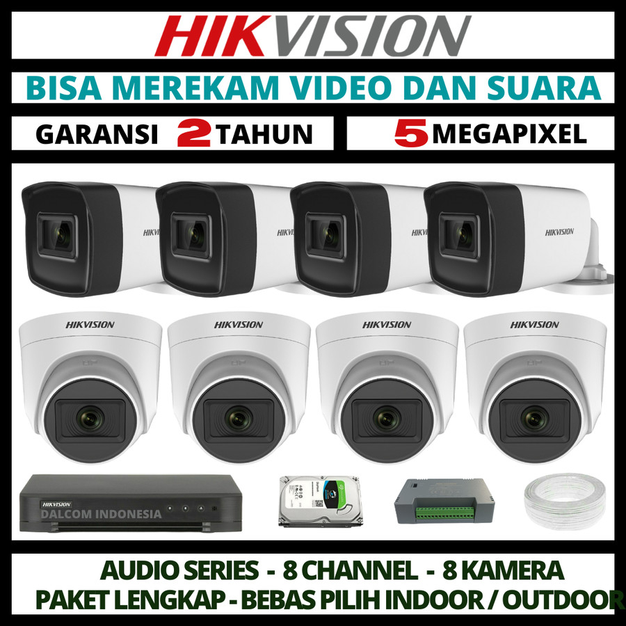 PAKET CCTV HIKVISION 5MP 8 CHANNEL 8 CAMERA TURBO HD KAMERA CCTV (custom)