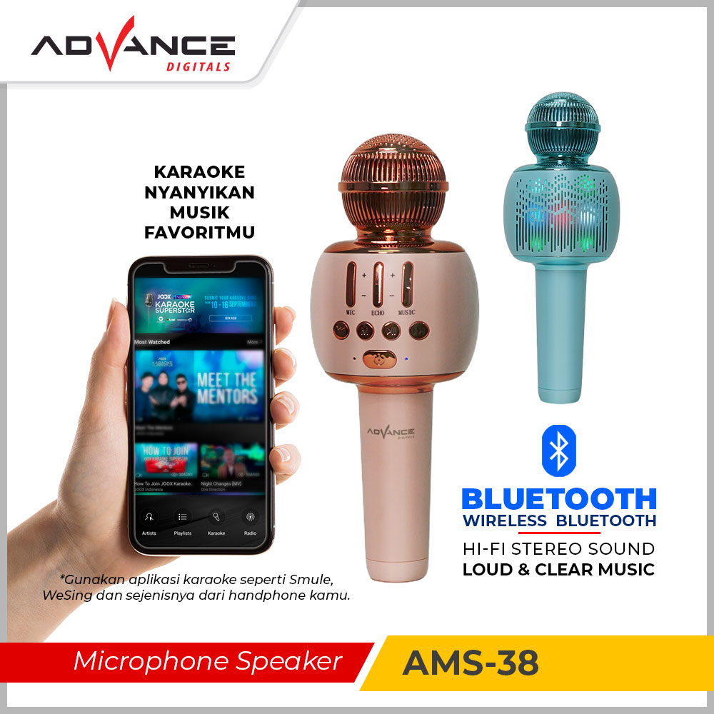 ADVANCE Mic Karaoke Bluetooth Portable AMS-38 Microphone Bluetooth Speaker