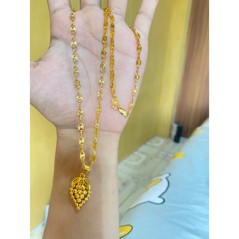 Kalung 3 Suku pecah kopi 60 cm lapis emas 24k