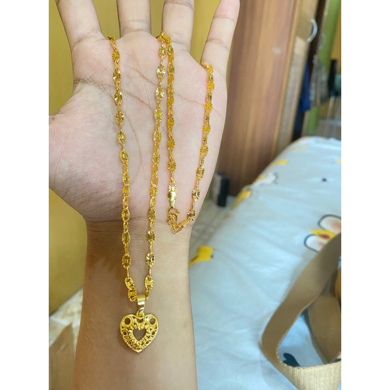 Kalung 3 suku pecah kopi 60 cm lapis emas 24k