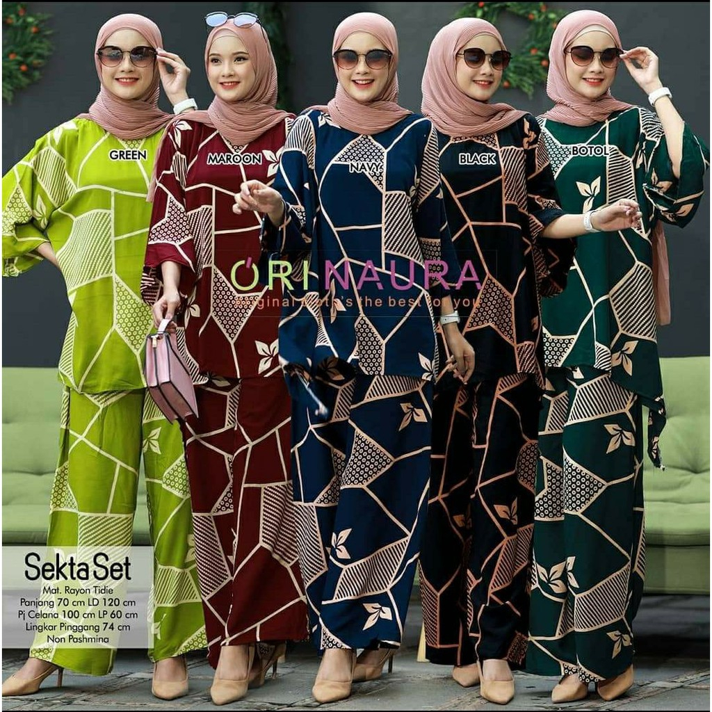 Sekta Set Ori Naura - Setelan CP Waka Waka Mozaik - Setelan Jumbo - Set Sayap Baju Bali