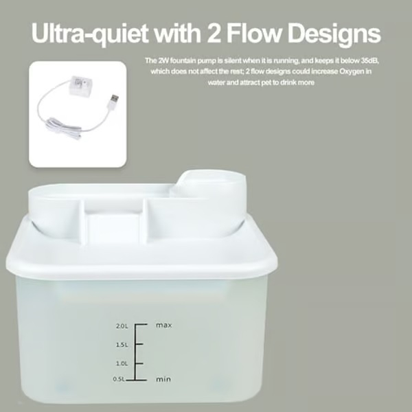 Pet Water Fountain BY104 - Dispenser Air Untuk Anjing dan Kucing - Kapasitas 2L