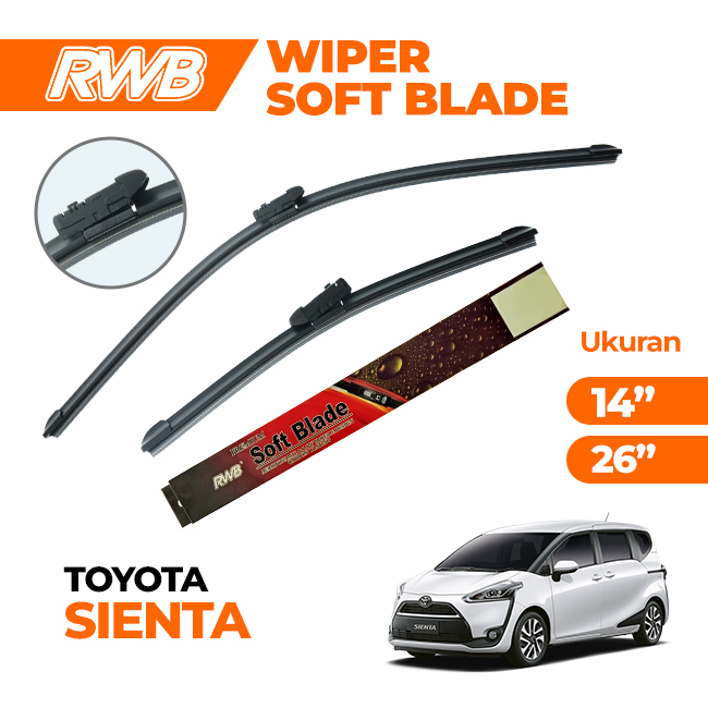 Wiper Soft Blade Frameless RWB (Paket Isi 2) untuk Toyota Sienta