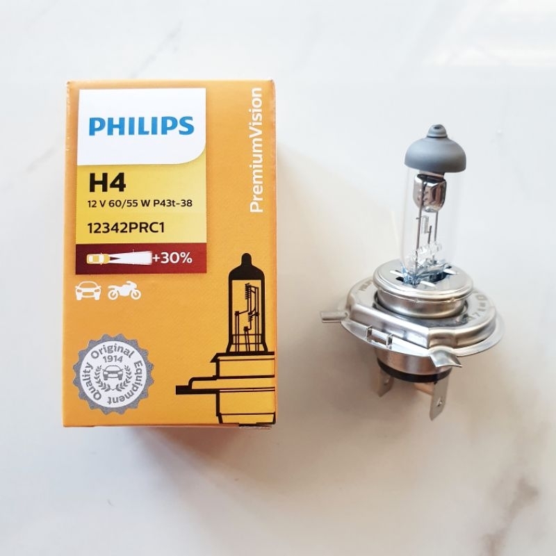 BOHLAM LAMPU DEPAN H4 12V 60/55W PHILIPS ORIGINAL PREMIUM VISION