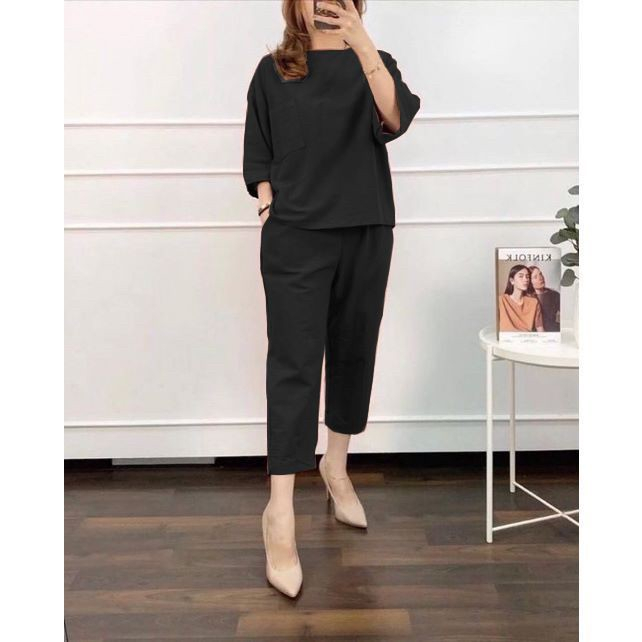 Setelan Wanita Polos Cozie Jumbo Set | Setelan Wanita Kekinian Crinkle Airflow