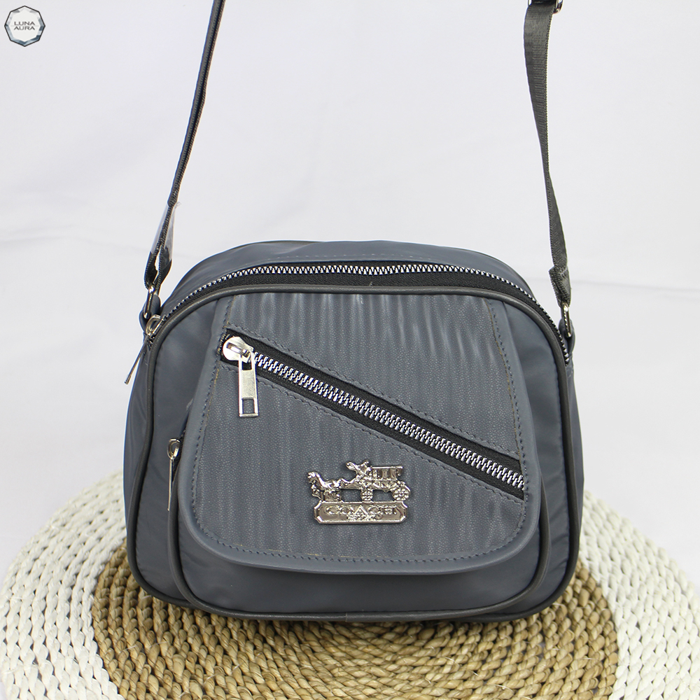 Luna Aura Tas Selempang Wanita Jovana Motif Salur 2 Ruang Slingbag Wanita Simple &amp; Mewah Tas Wanita Kekinian Tas ootd