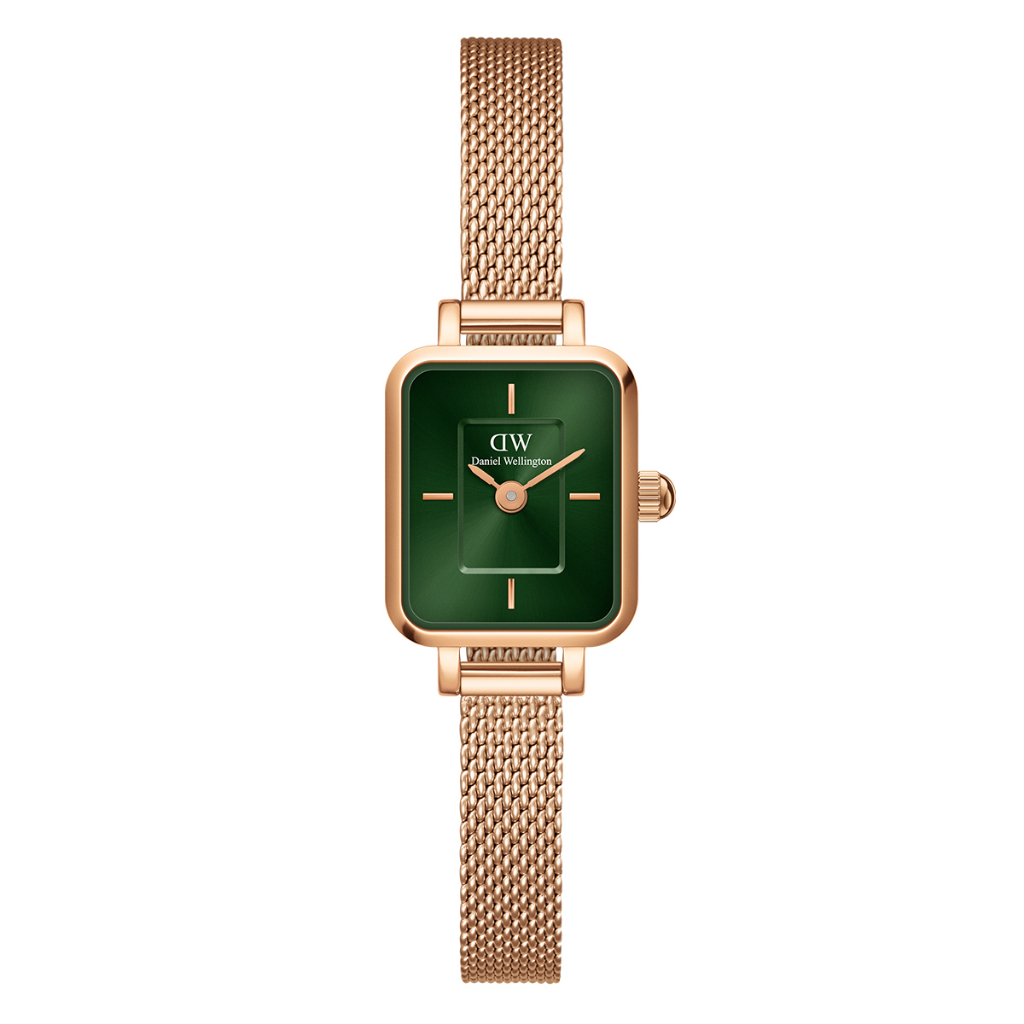 Jam Tangan Daniel Wellington Quadro Mini Melrose Rose Gold Emerald - DW00100648