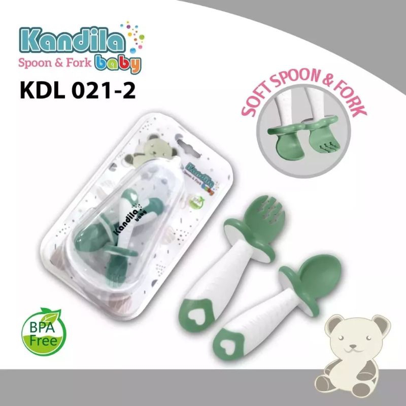 Kandila Silicone Spoon &amp; Fork Sendok Garpu Bayi dan Anak KDL 021-2