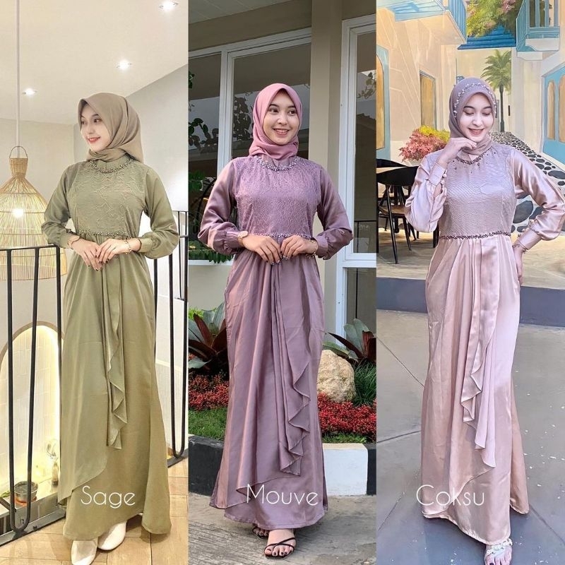 SELIAMZ DRESS Dress kondangan dress kondangan slim fit banget dress bridesmaids  baju kondangan slim
