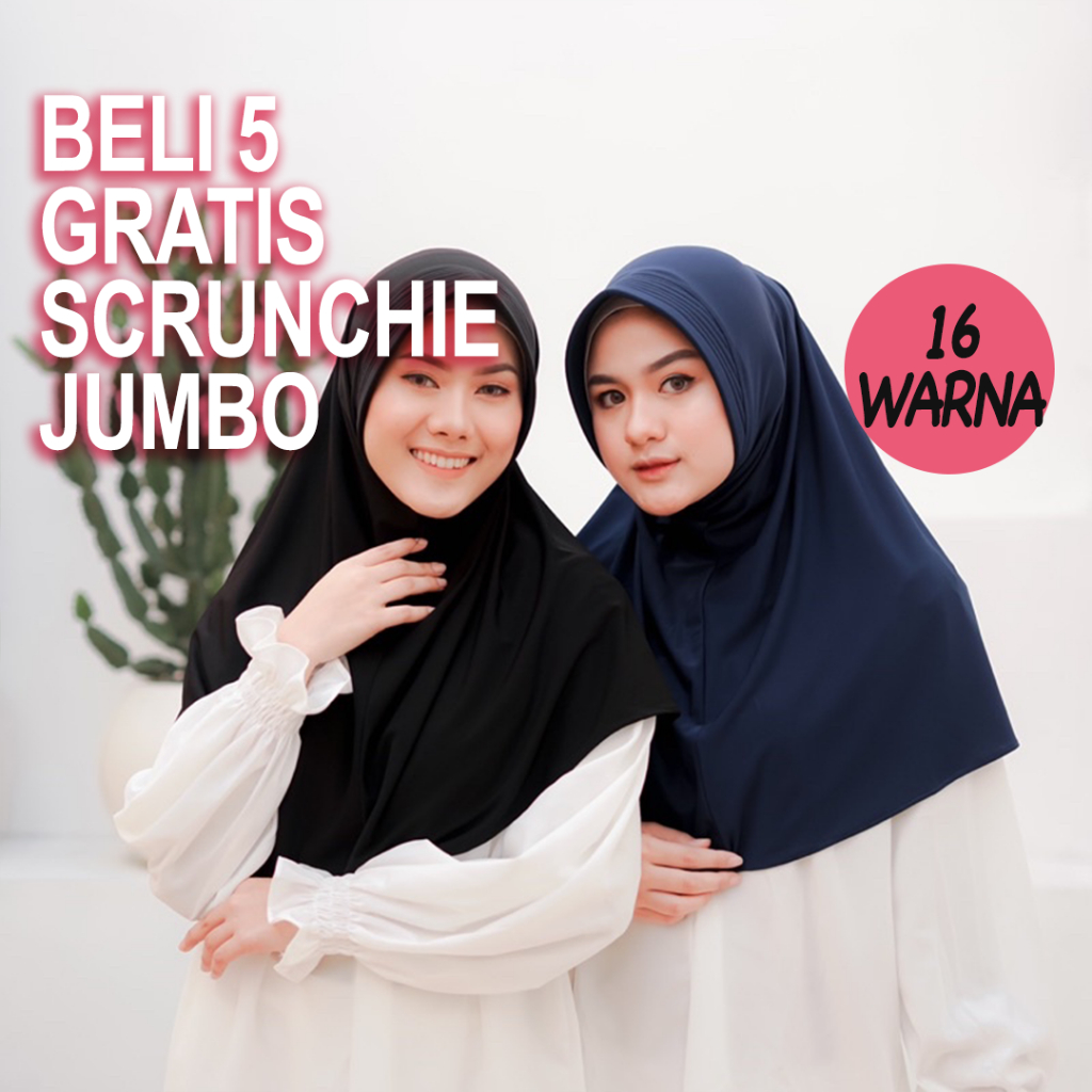 Hijab Bergo Hamidah Jersey Kerudung Instan / Jilbab Instan Hamidah / Jilbab Sport Size L