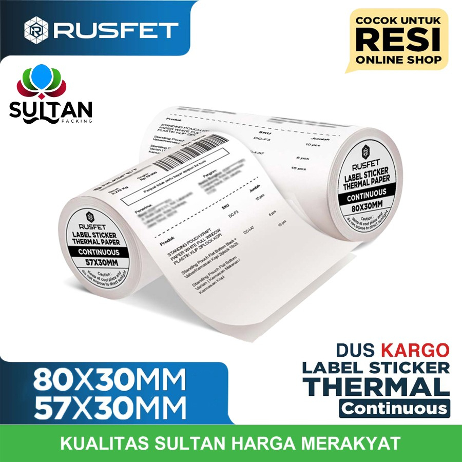 

Label Sticker Thermal Core CONTINUOUS Resi Barcode Online Rusfet / DUS