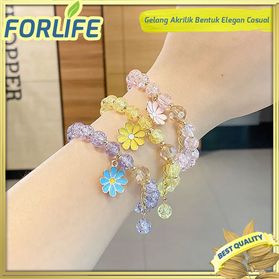 Gelang wanita Korean crystal bunga daisy/ Fashion aksesoris kristal bunga matahari