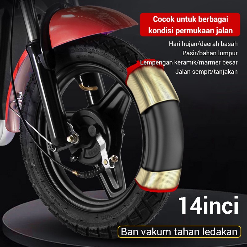 Sepeda Listrik Roda Dua Ringan Dengan Layar LCD 48V 12A 350WATT Kecepatan 35KM/JAM Masa Pakai Baterai 60KM