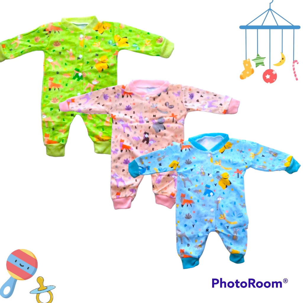 Baju Bayi Sleepsuit Panjang Katun DK Motif Fullprint Newborn Sd 3 Bulan