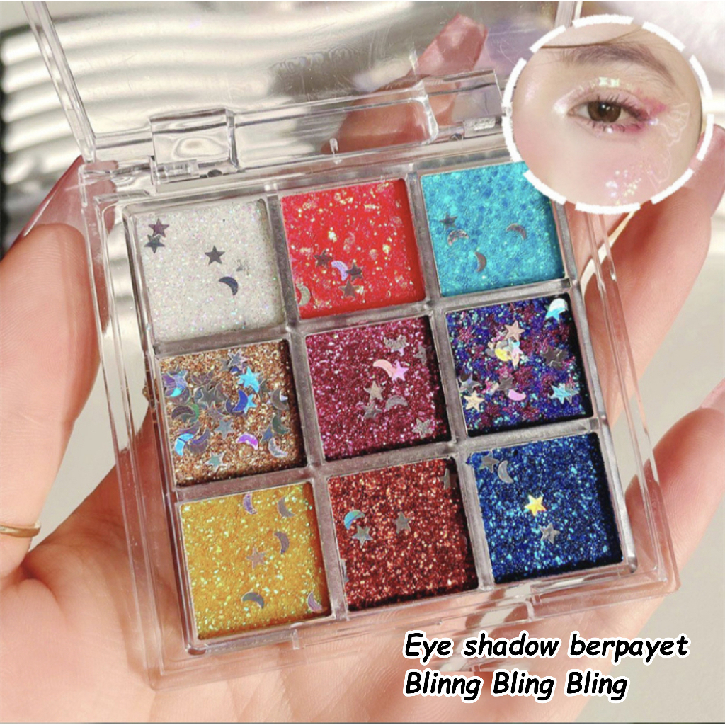 COD!!! Eyeshadow Palette Glitter Make up Shimmer 9 Warna Glamour