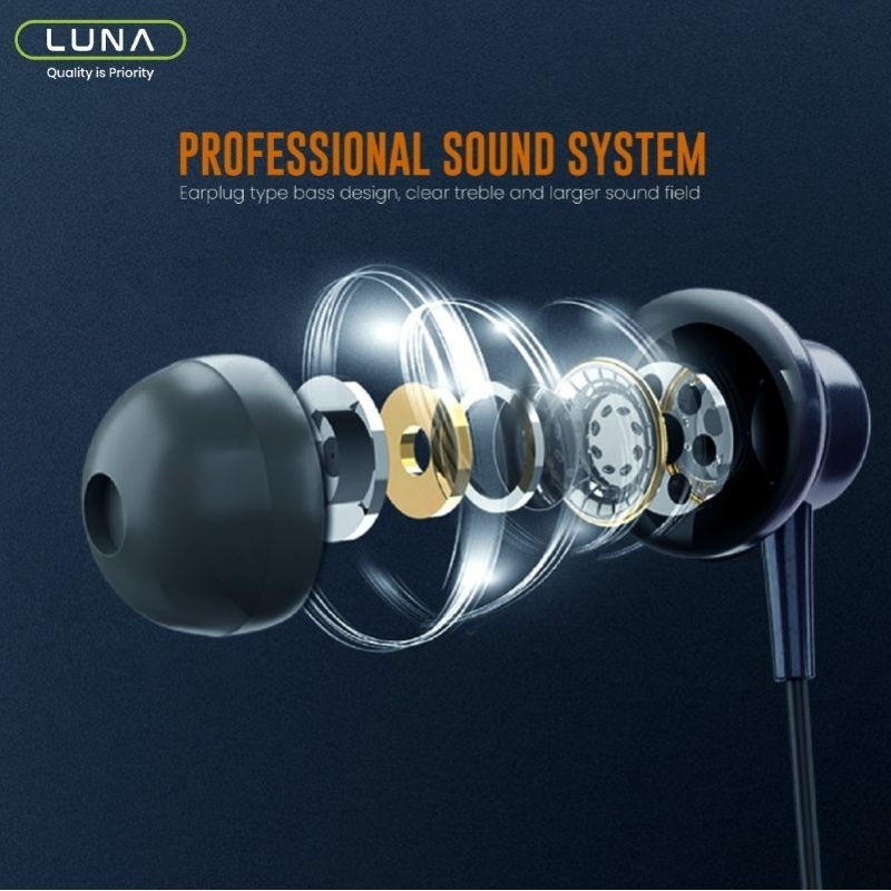 HEADSET PREMIUM BY LUNA SUARA In ear of wired earphone gaming hedset xtra bass