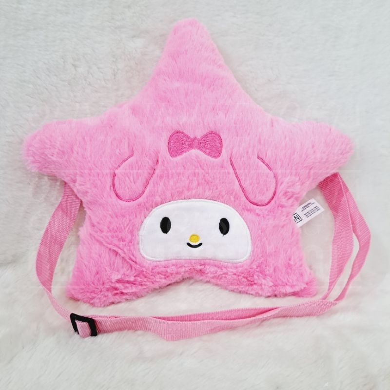 Tas Slempang My Melody Bintang Pink Sling Bag My Melody Star Pink Tas My Melody Pink Bulu