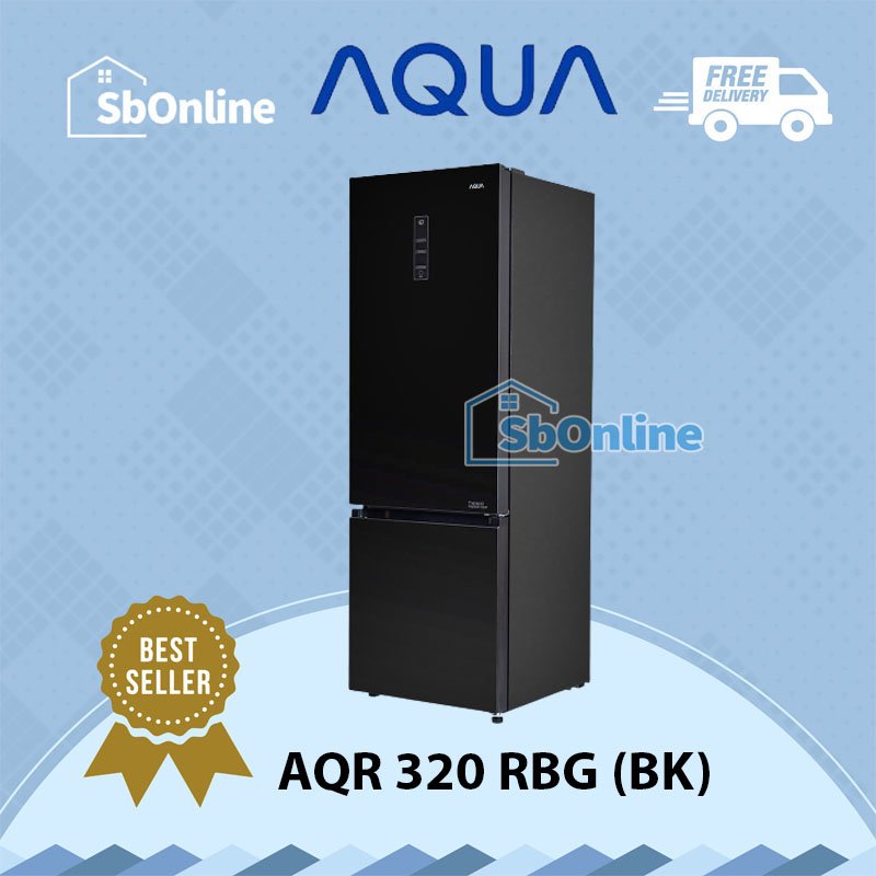 Aqua Japan AQR 320RBG(BK) Kulkas 2 pintu [292 L/Bottom Freezer]