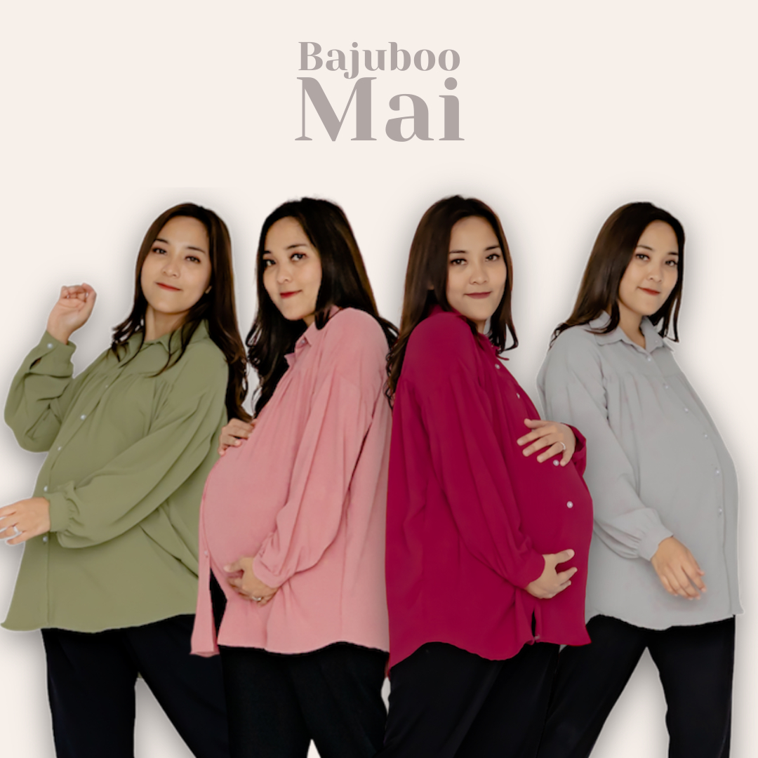 Bajuboo Mai - Kemeja Batwing Oversize Bumil &amp; Busui Friendly Cey Crinkle Premium