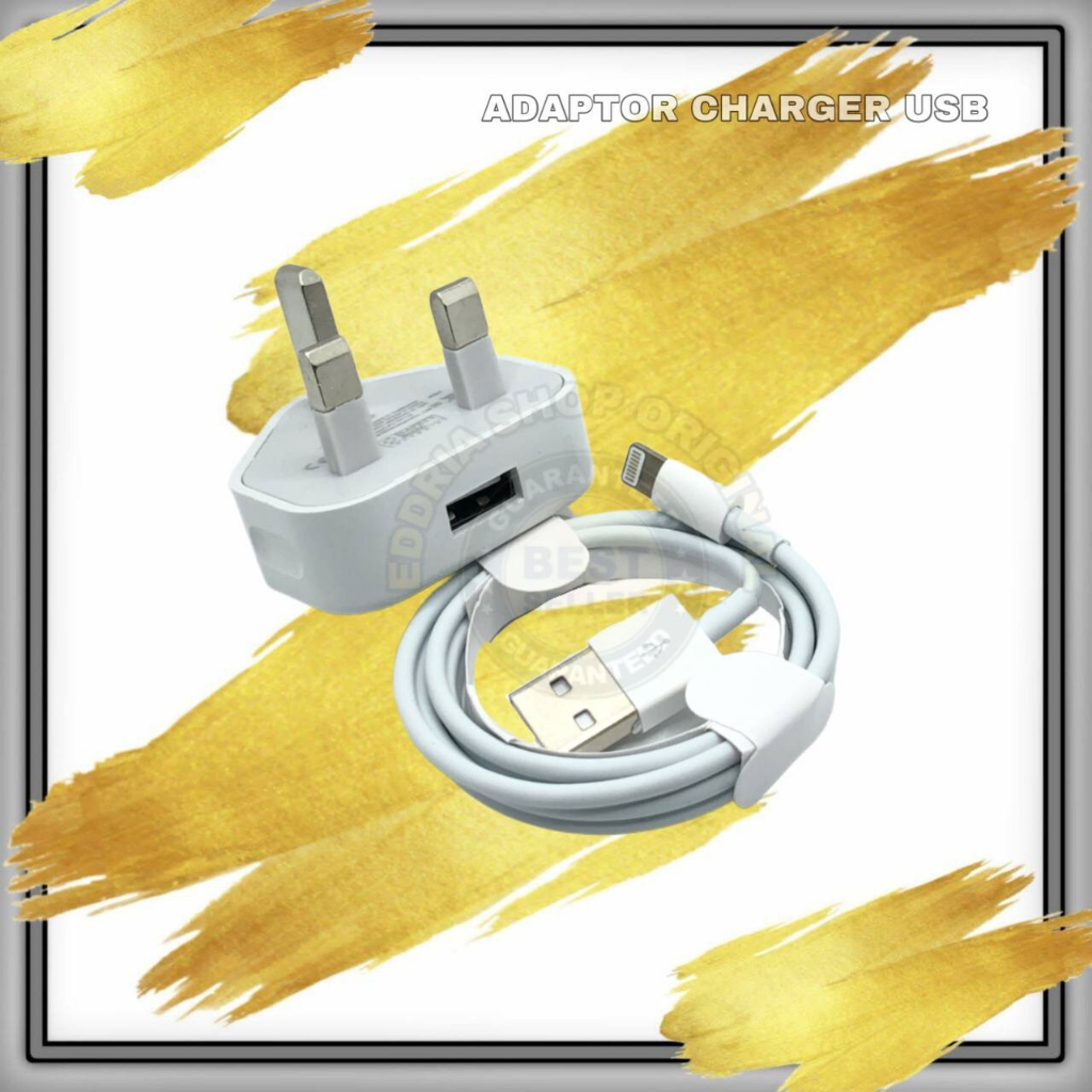 ADAPTOR + KABEL USB CHARGER IPHONE FULLSET 2 ITEM