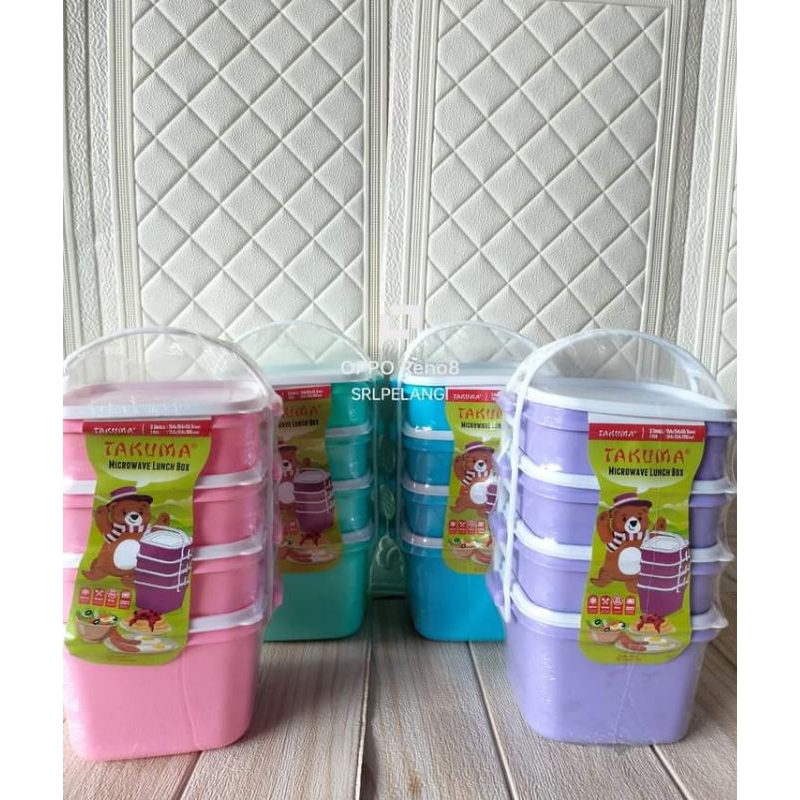 RANTANG PLASTIK SUSUN MERK TAKUMA/Rantang Takuma Calista/Rantang Takuma murah/Rantang plastik isi 4/
