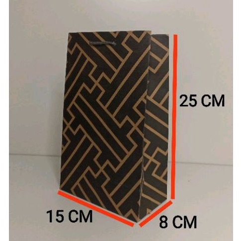 

Paper bag Wafer Motif Garis Coklat Hitam size 15 x 8 x 25 ( P x L x T) Tas Kertas, Tas Souvenir, Tas Hajatan, Tas Kado, Tas Murah