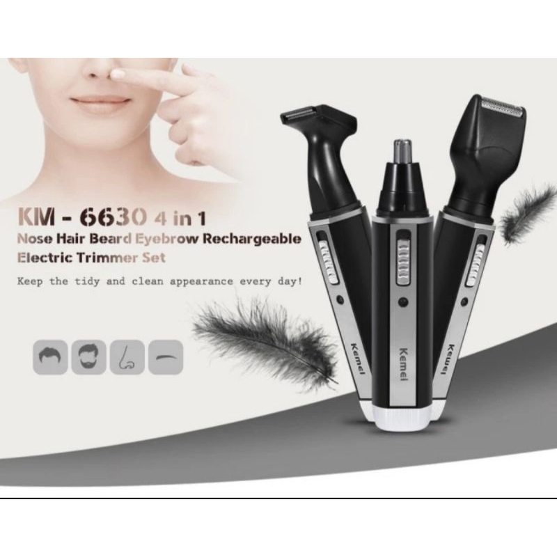 Alat Cukur Elektrik Kemei 4 in 1 Nose Ear Eyebrow Trimmer