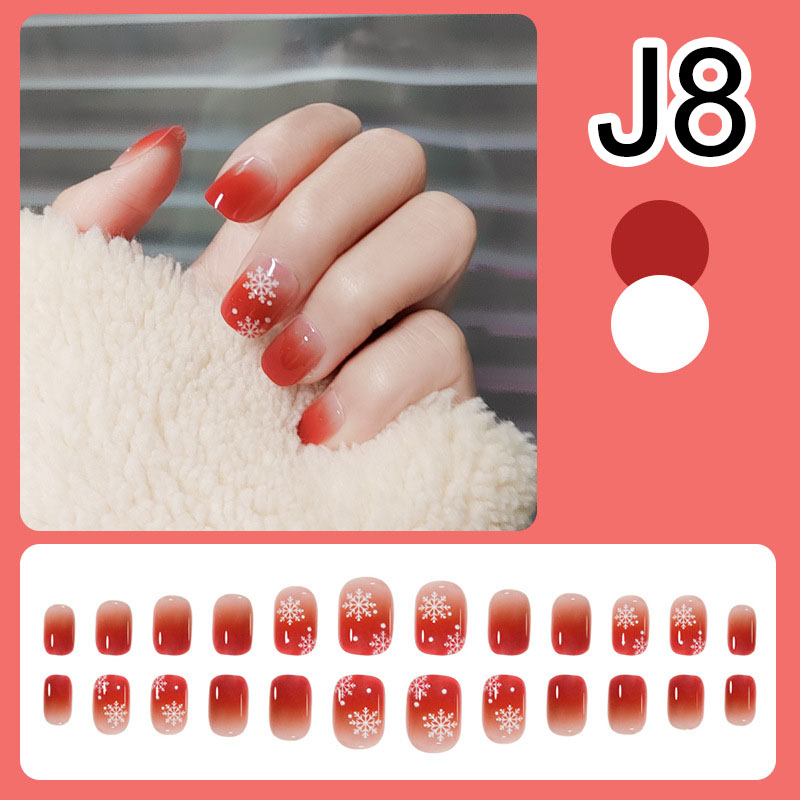 J24 Kuku Palsu Polos Bening Pendek dan Panjang Fake Nails Aesthetic + Lem