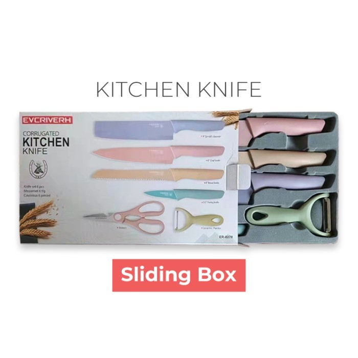 Pisau Dapur 6 in 1 Corrugated Kitchen Knife Set