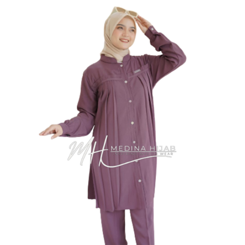 Inara One Set Setelan Wanita Tunik Premium Polos