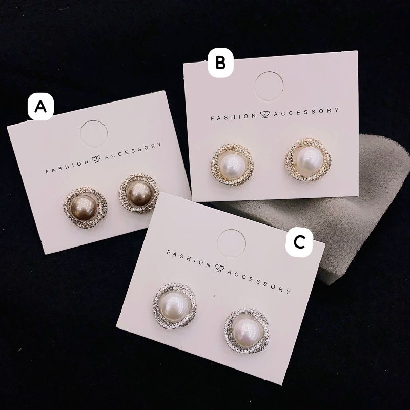 Anting Silver925 Perak mata tanam kilau mirip emas asli Premium Quality Anti Karat anti alergi S60122