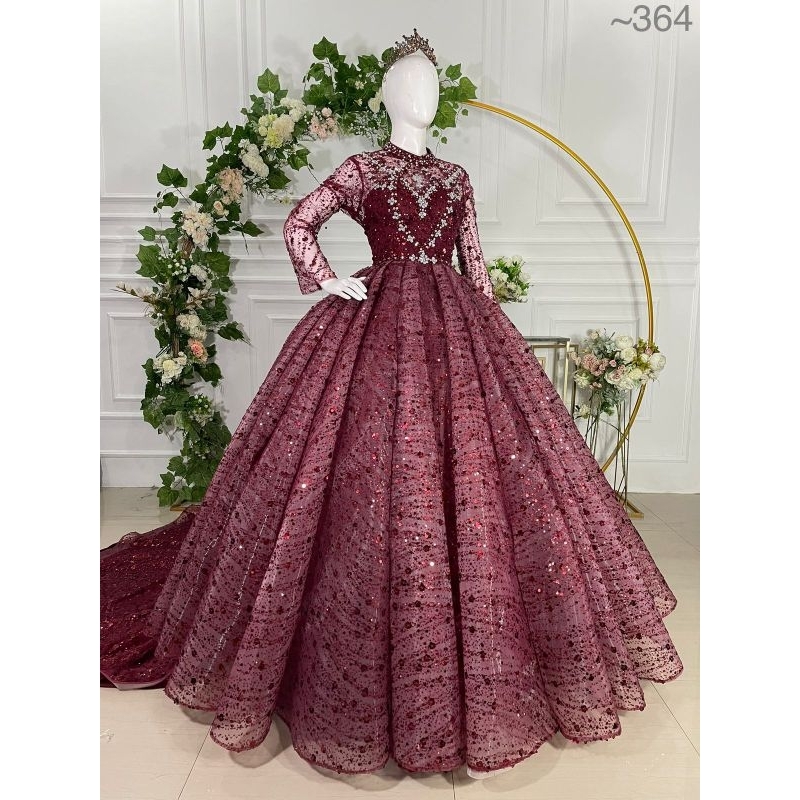 GAUN PENGANTIN BERBY  BEREREKOR || GAUN MODREN || BAJU WEDDING MEWAH | BAJU PENGANTIN TERBARU