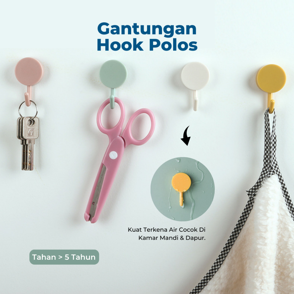 Gantungan Hook Bulat Polos Tempel Tembok Wall Hook Stiker Dinding Kail Tempel Kuat Serbaguna