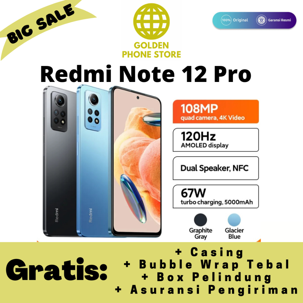 Xiaomi Redmi Note 12 Pro 8GB/256GB - Original &amp; Garansi Resmi Xiaomi Indonesia
