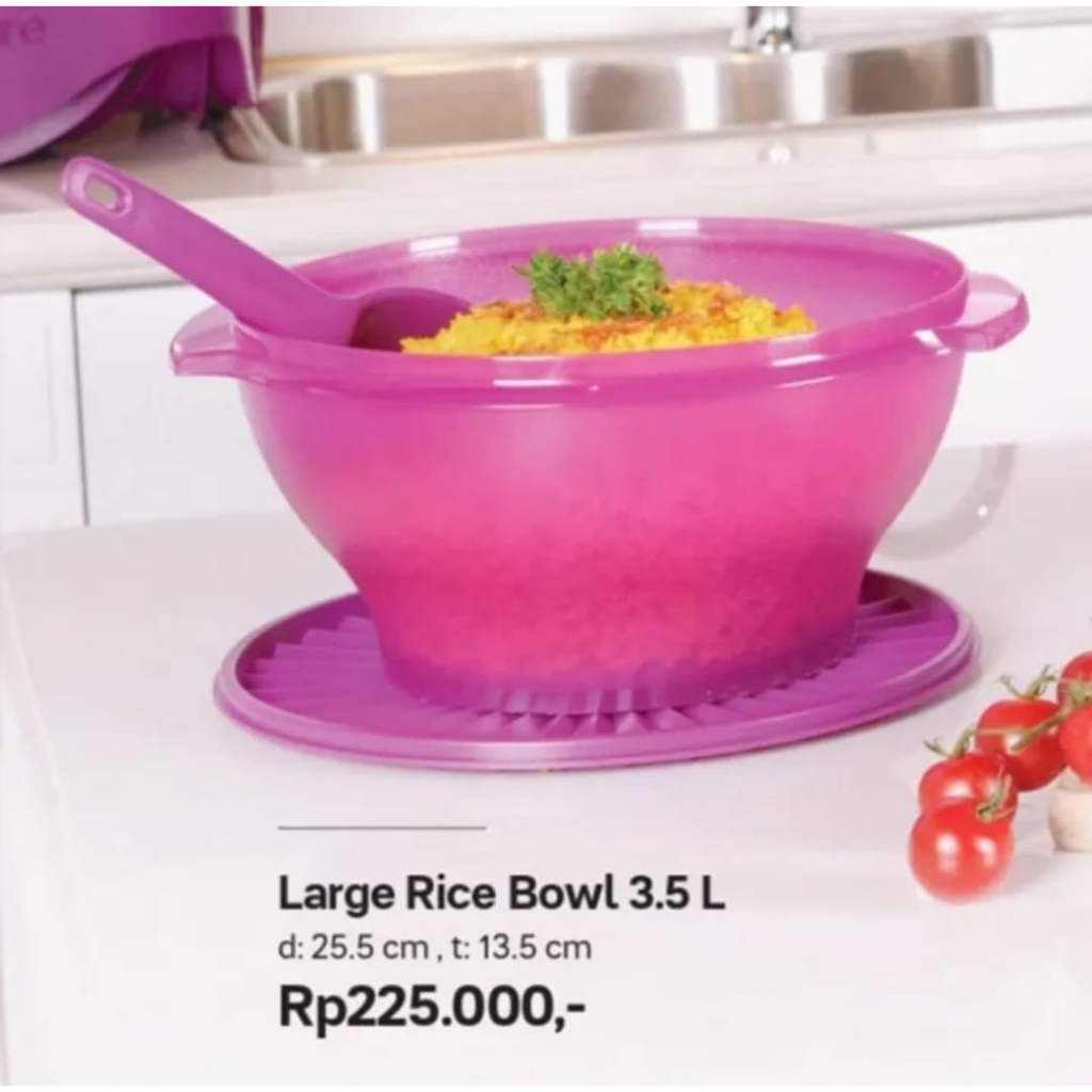 PROMO 1 SET WADAH NASI TUPPERWARE LARGE RICE BOWL 3,5 L 1 SET LENGKAP BOWL DAN CENTONGNYA