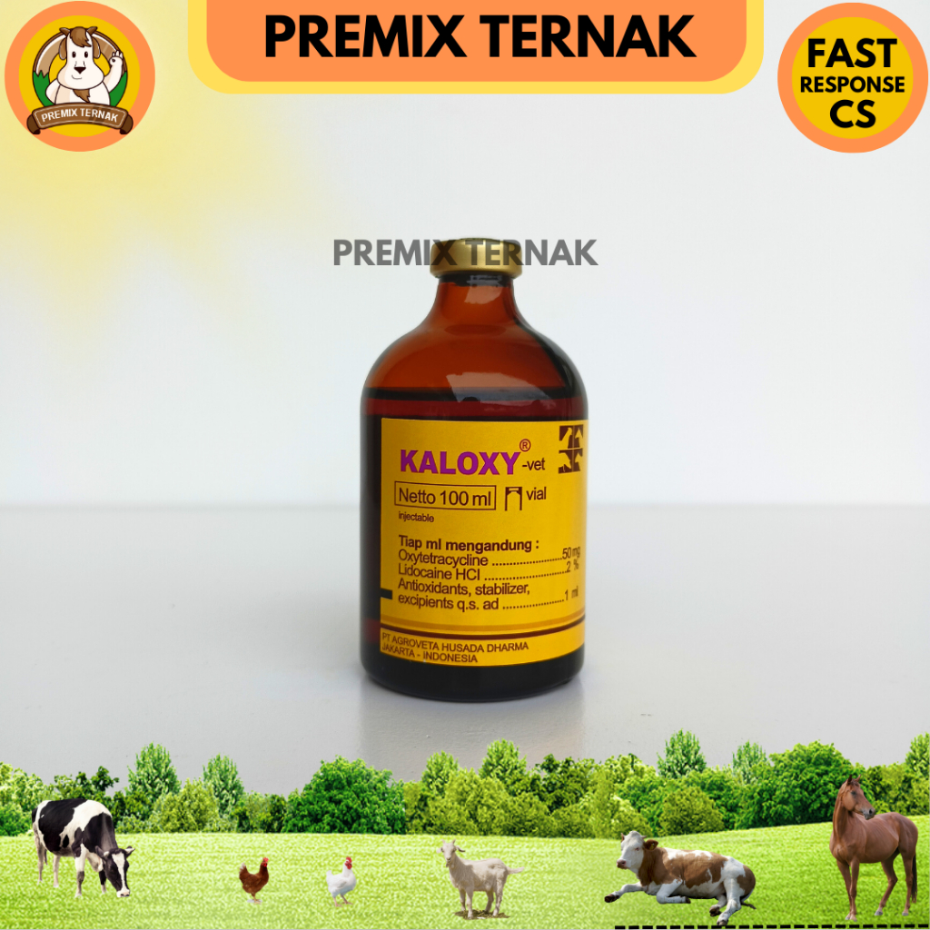 KALOXY VET 100 mL - Injeksi Antibiotik Spektrum Luas Pernafasan dan Pencernaan - Seperti Vet Oxy SB - KALBE - Premix Ternak