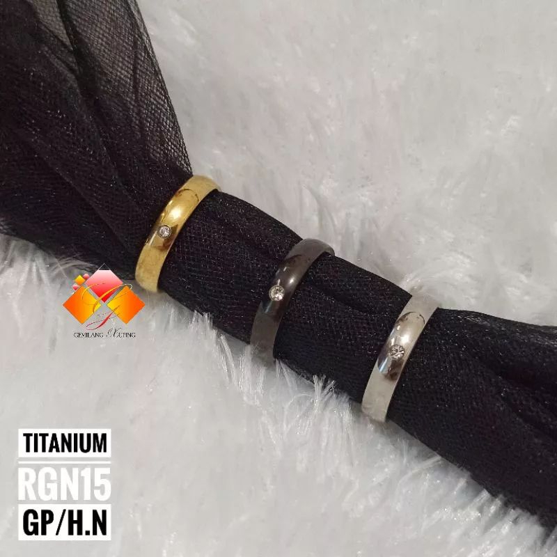 CINCIN TITANIUM Gold Hitam Silver Mata Satu Couple/ Pasangan Harga satuan