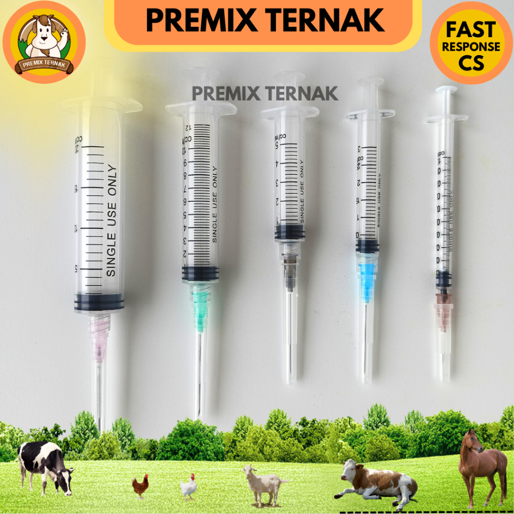 SYRINGE Spet Spuit Suntikan 1ml 3ml 5ml 10ml plus Jarum Untuk Hewan