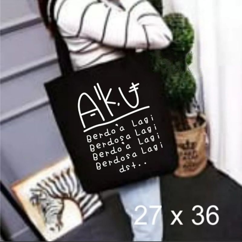 Totebag Korean Style Resleting Ukuran 27x36 cm