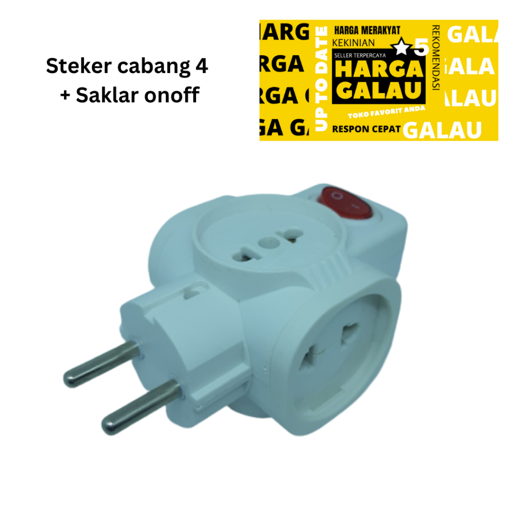 steker cabang 4 + saklar onoff led sudah SNI T multi arde colkan empat lubang