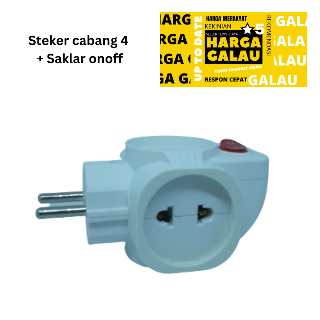 steker cabang 4 + saklar onoff led sudah SNI T multi arde colkan empat lubang