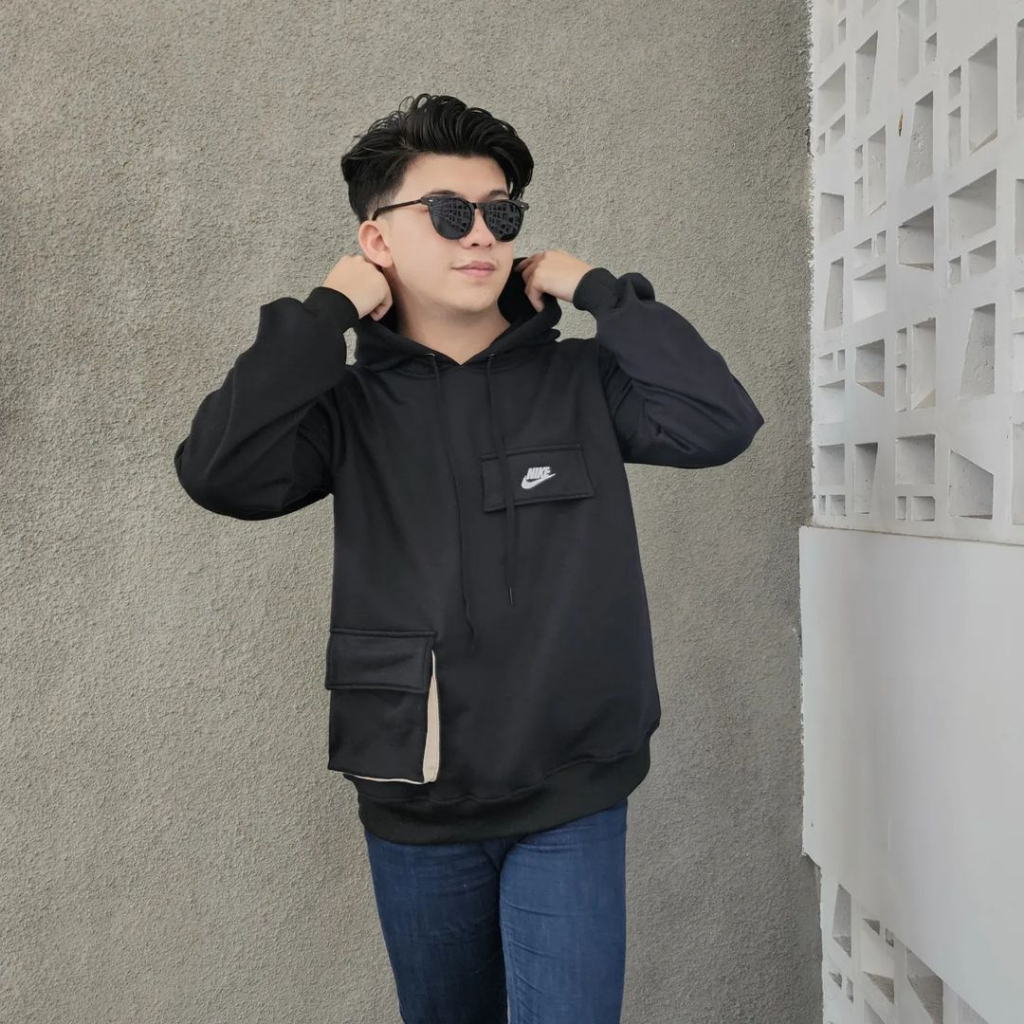 HOODIE PRIA NIK POCKET LD 105 CM BAHAN FALCE MOTIF POLOS UKURAN M L XL XXL HOODIE PREMIUM TERBARU SWEATER SWEATER COWO POLOS