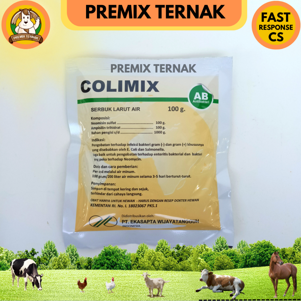 COLIMIX 100 gram - ( neomycin ampicillin ) - Obat kolibasilosis, CRD dan NE pada ayam - Obat ayam