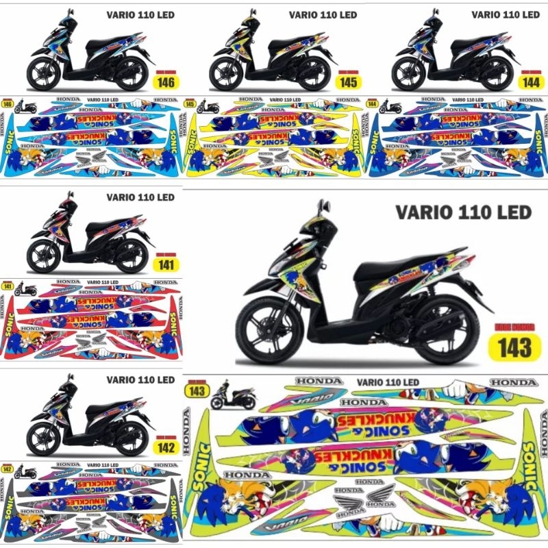 Decal Vario fi  Led 110 Striping variasi Honda Vario LED stiker Vario 110 fi Sonic karakter kartun s