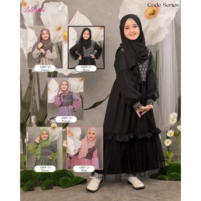 GAMIS ANAK PEREMPUAN MEWAH TUTU BORDIR AMEENA BY LABELLA TERBARU