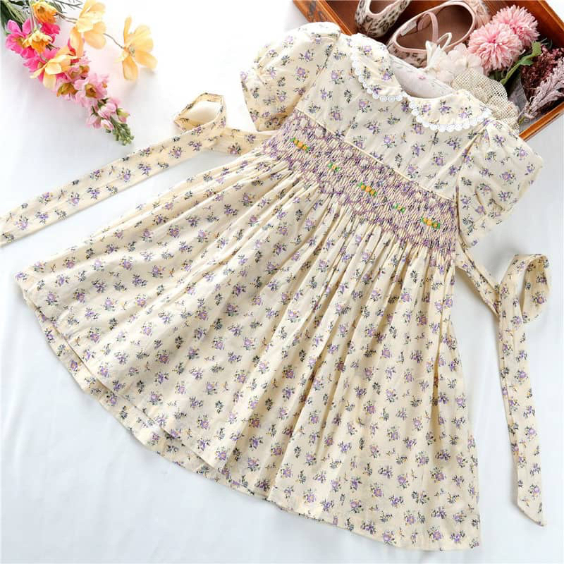 (PREMIUM) Dress Anak Motif / Baju Bayi Motif / Baju Anak Perempuan / Jordyn Hand Smocked Dress