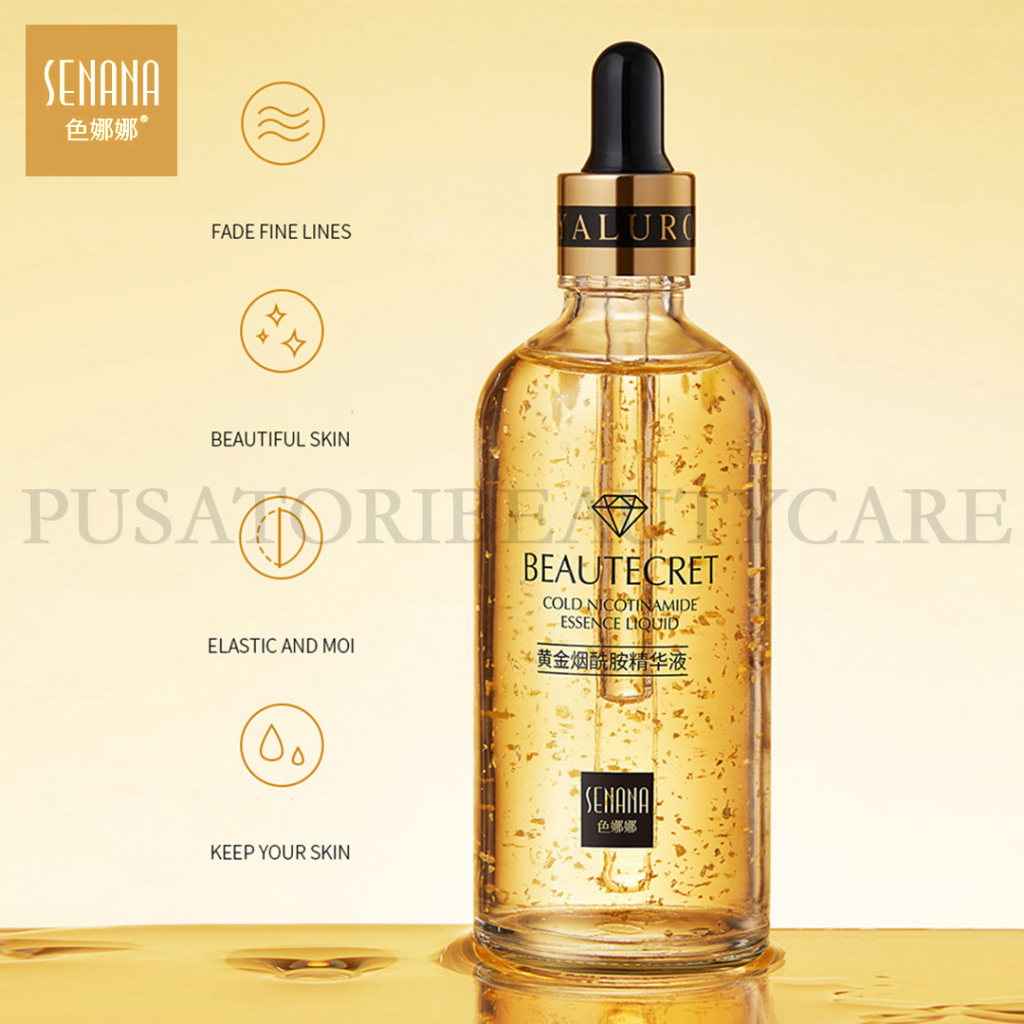 SENANA Serum Pemutih Wajah Gold Nicotinamide Essence Liquid