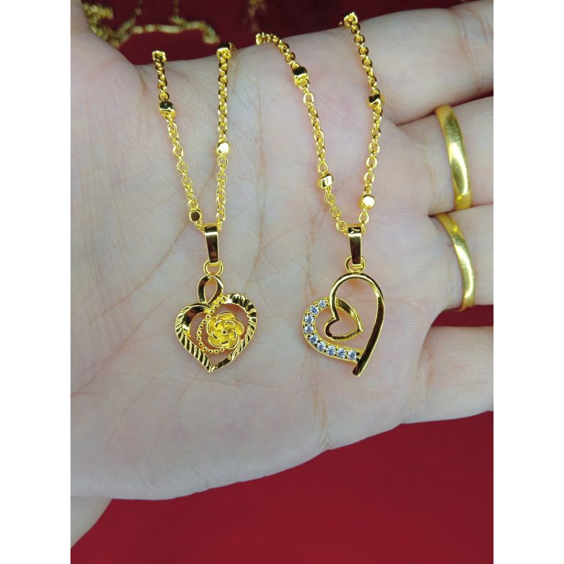 kalung Medan pentul love 2 45cm dan 50cm lapis emas 24k