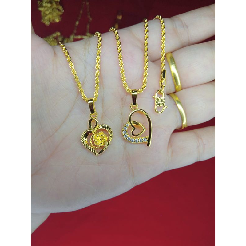 kalung tambang love 2 50cm dan 60cm lapis emas 24k