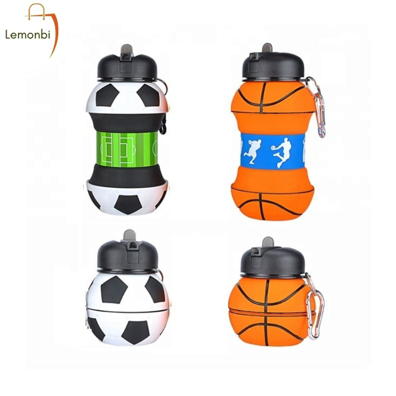 Botol Minum Anak Lipat Silikon Sedotan | Tumbler Minimalis Karakter Bola &amp; Basket